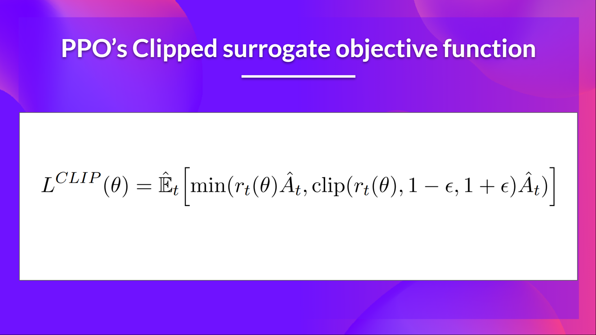 PPO surrogate function