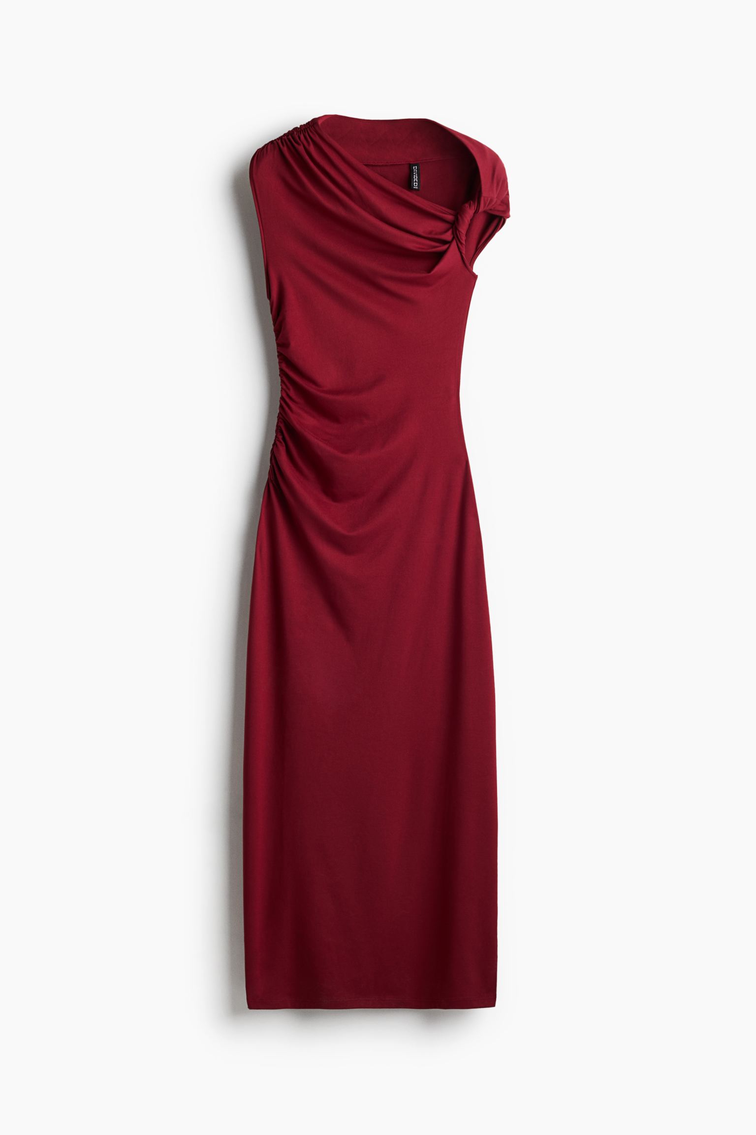Dark red Twist-detail one-shoulder dress.jpeg
