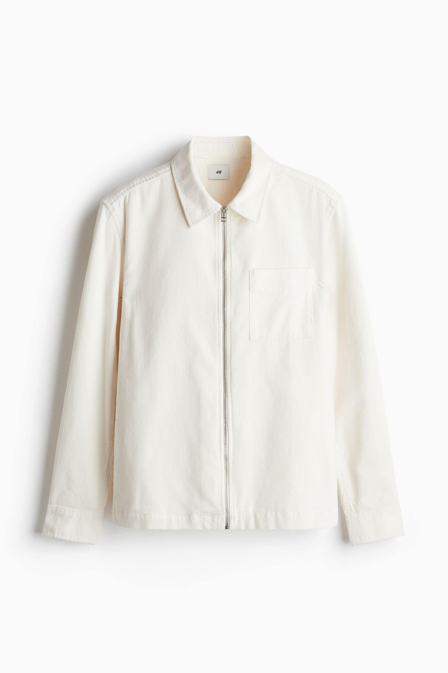 White Regular Fit Corduroy overshirt.jpeg